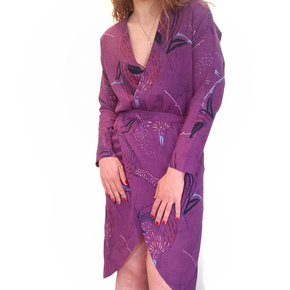 Vintage | Purple Retro Wrap Dress S/M